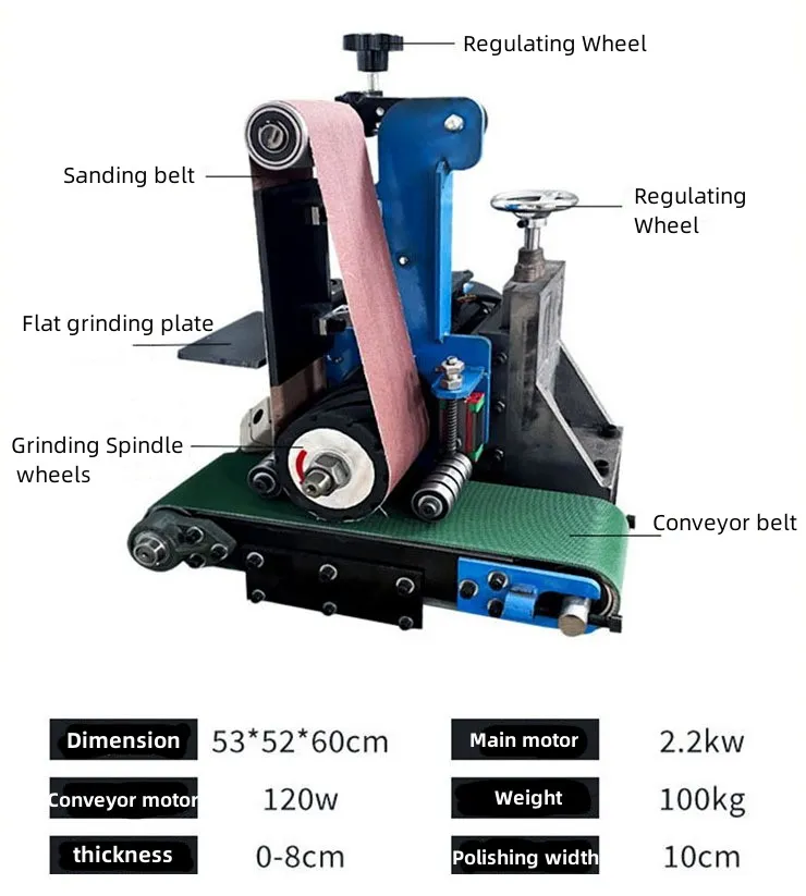 100mm Flat Surface Metal Belt Grinder Polisher